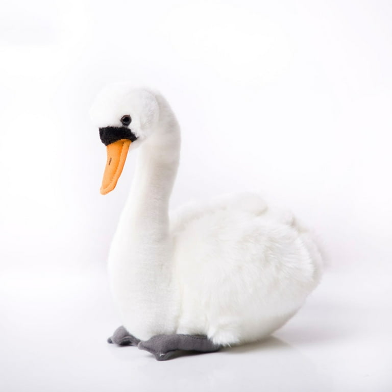 Porfeet Realistic Swan Animal Plush Stuffed Doll Kids Toy Home Office Desktop Decoration White