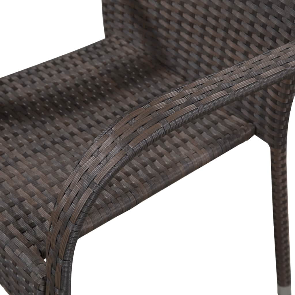 Kepooman 2 Pcs Outdoor Patio Stackable Rattan Wicker Arm Chairs Set, Brown