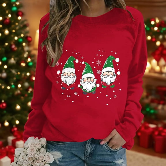 Women's Christmas Sweatshirt Christmas tree Graphic Print Long Sleeve Crewneck Pullover Loose Casual Holiday Party Ugly Xmas Top