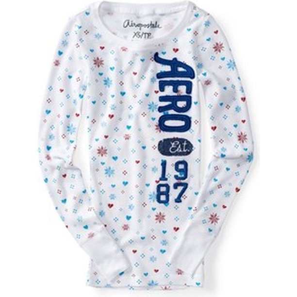 Suéter Térmico Aeropostale con corazón de copo de nieve blanco mediano