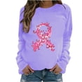 thumbnail image 2 of CLOISE Breast Cancer Sweatshirts for Women Breast Cancer Survivor Gifts Sweatshirt Butterfly Ribbon Pink Crewneck Long Sleeve Tops Cancer Support Hoodie Casual Pullover Shirts Fall Clothes Purple M, 2 of 4