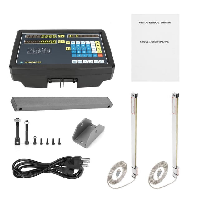 FLAMEEN Kit de Lecture Numérique Échelle Linéaire, 110-240v Lecture Numérique pour Fraiseuse de Tour avec Deux Échelle Linéaire 0-400mm (US Plug), Lecture Numérique