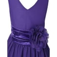 thumbnail image 6 of renvena Girls Toddler Kids Flower Chiffon Pleated Bridesmaid Wedding Pageant Party Dress Purple 14, 6 of 7