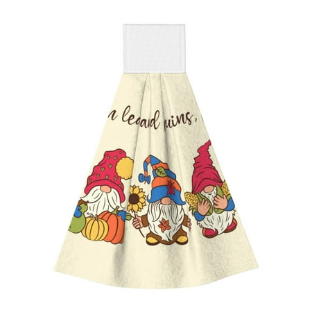 

Gaeub Autumn Gnomes1 Print Hand Towels with Hook Hanging Tie Towels Coral Velvet Dishtowels for Bathroom Restroom Home Decor