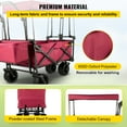 thumbnail image 5 of VEVORbrand Collapsible Wagon Cart Red, Foldable Wagon Cart Removable Canopy 601D Oxford Cloth, Collapsible Wagon Oversized Wheels, Portable Folding Wagon Adjustable Handles, Beach, Garden, Sports, 5 of 10