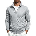 thumbnail image 2 of Fanshiluo Men's Stand Collar Full-Zip Long Sleeve Track Jacket, Contrast Side Stripes Athletic Jacket with Pockets for Men,XXL,Big and Tall Men, 2 of 6