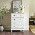 thumbnail image 3 of Walker Edison Jules 4-Drawer Solid Wood Dresser, White, 3 of 9