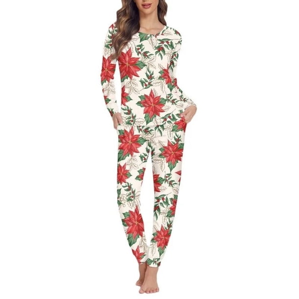 Conjunto de Pijama informal para mujer, ropa de dormir de dos piezas, jersey de manga larga, estampado a pedido, regalos de navidad