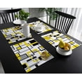 thumbnail image 4 of Placemat Nordic Medieval Geometric Abstract Yellow Dining Tableware Mats Kitchen Dish Mat Pad 4/6pcs Table Mat Home ration, 4 of 7