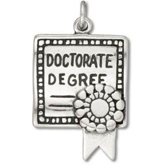 Sterling Silver 16" .8mm Box Chain 3D Doctorate Degree Certificate Pendant Necklace