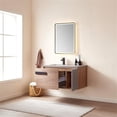 thumbnail image 5 of Carcastillo 40" Single Sink Floating Bathroom Vanity Oak Wood Gray Top & Mirror, 5 of 9