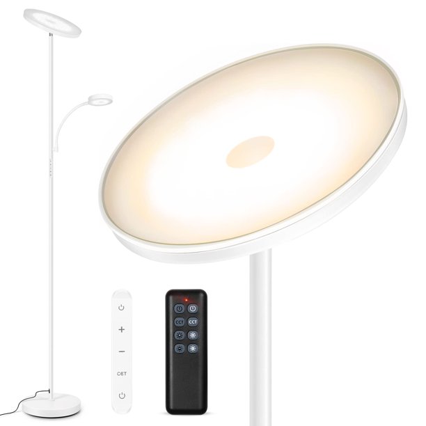 Lámpara de pie OUTON LED 27W/2400LM Torchiere y 7W/400LM Reading