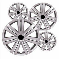 Fuel Rider Set of 4 16 inch Silver Snap-On Hubcaps With 7 Double Spoke Compatible With 2015-2017 Volkswagen Jetta S Standard Steel Wheel Covers