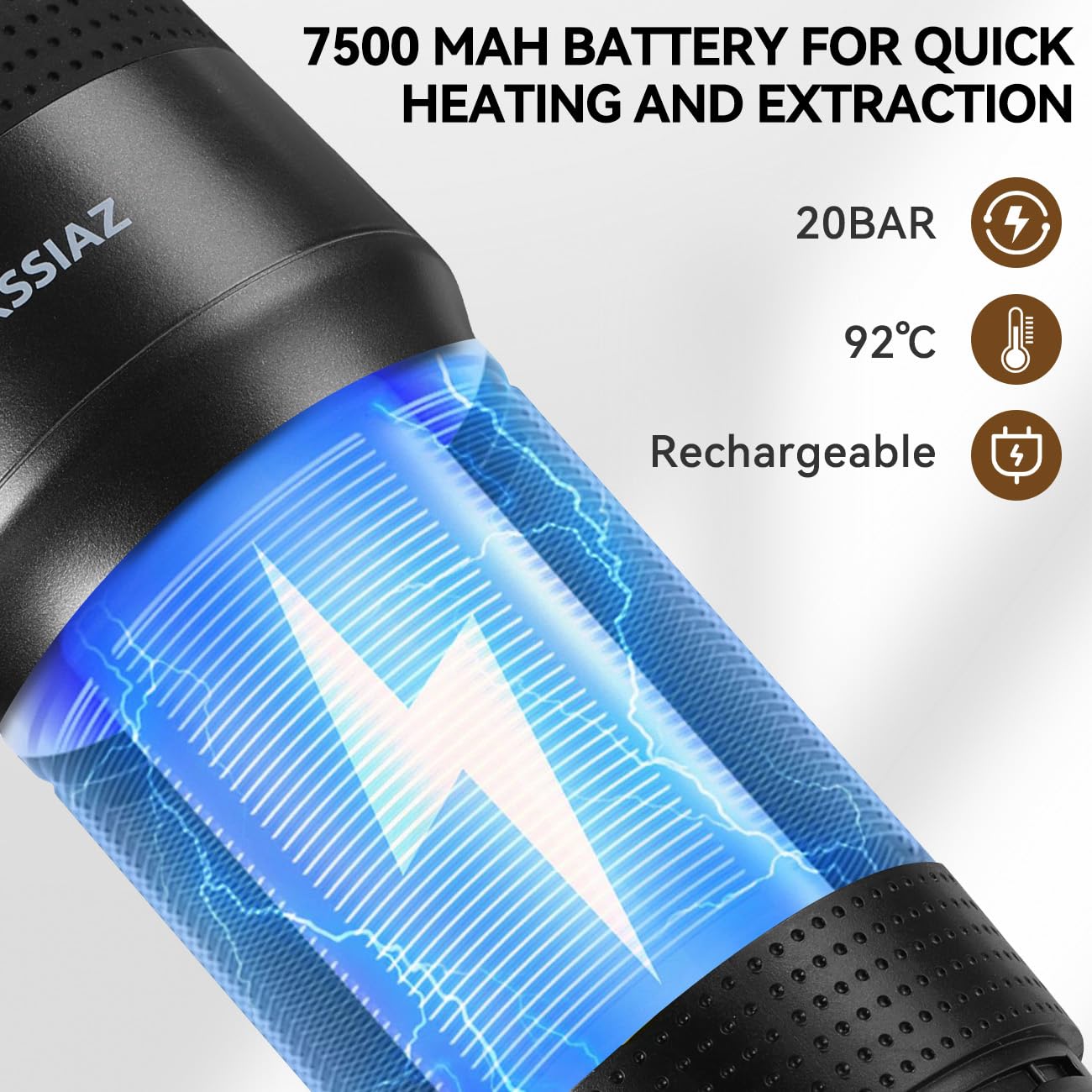 Portable Espresso Machines, Electric Espresso Maker with Self-Heating, 20 Bar Mini Coffee Maker With NS Capsule Ground Coffee for Camping Travel Office, USB-C Car Charger, Blcak