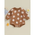 thumbnail image 2 of Suealasg Infant Baby Girls Romper Newborn Girls Long Sleeve Flower Print One Piece Jumpsuit Cute Fall Bodysuit 0-18M, 2 of 8