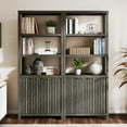 thumbnail image 3 of ARKANTOS Fluted Bookshelf with Doors Adjustable Shelf and Storage Cabinet Charcoal Oak, 3 of 9