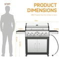 thumbnail image 2 of 6-Burner Propane Gas Grill with 60000 BTU, Heavy Duty Cast Iron Cooking Grates Stainless Steel Warming Rack and Side Tables, BBQ Grill for Outdoor Backyard Cooking and Patio Parties, Black, 2 of 9