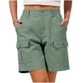 thumbnail image 5 of ClodeEU Women's Elastic Waist Cargo Knee Length Shorts with Pockets ,Casual Solid Color Loose Trendy Short Mint Green,Women's Plus XXL, 5 of 9