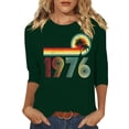 thumbnail image 2 of Uootdi Hauts pour Femmes Manches 3/4 Col Rond Imprimé Arc-en-Ciel Rétro 1976 Coupe Décontractée T-Shirts Nostalgiques d'Été Cadeau, 2 of 4
