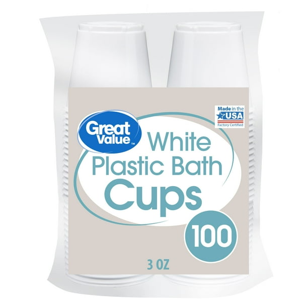Great Value Plastic Bath Cups, 3 oz, 100 Count