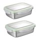 thumbnail image 2 of 2pcs Stainless Steel Lunch Box Bento Container Portable Food Carrier Sealing Food Box (Green 850ML + 350ML), 2 of 2