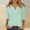 Blue, variant on Kagetolytai Womens Tops Women's V+ Round-neck 3/4 Sleeve Solid Color Top Summer Tops for Women 2024 Cyan L