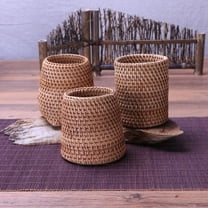 FONDOTIN Handmade Rattan Pen Holder Pen Container Rattan 1PC Home Dinner
