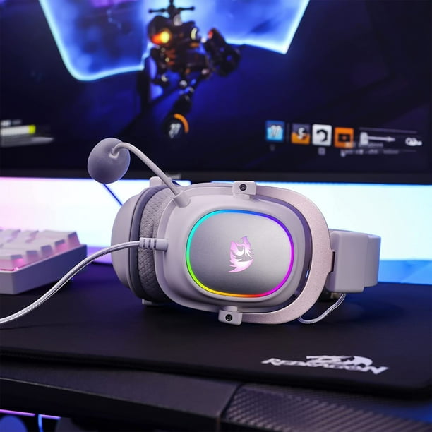 Redragon H510 Zeus-X RGB White Wired Gaming Headset - 7.1 Surround Sound - 53MM Audio Drivers in Memory Foam Pads w/Durable Fabric Cover- Multi Platforms Headphone - Powered for PC/PS4/NS -