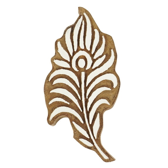 IBA Indianbeautifulart Textile Printing Block Peacock Feather Hand Carved Wooden Stamp Wood Block Printing Textile Stamps For Fabric/ Pottery Blocks-5 Inch