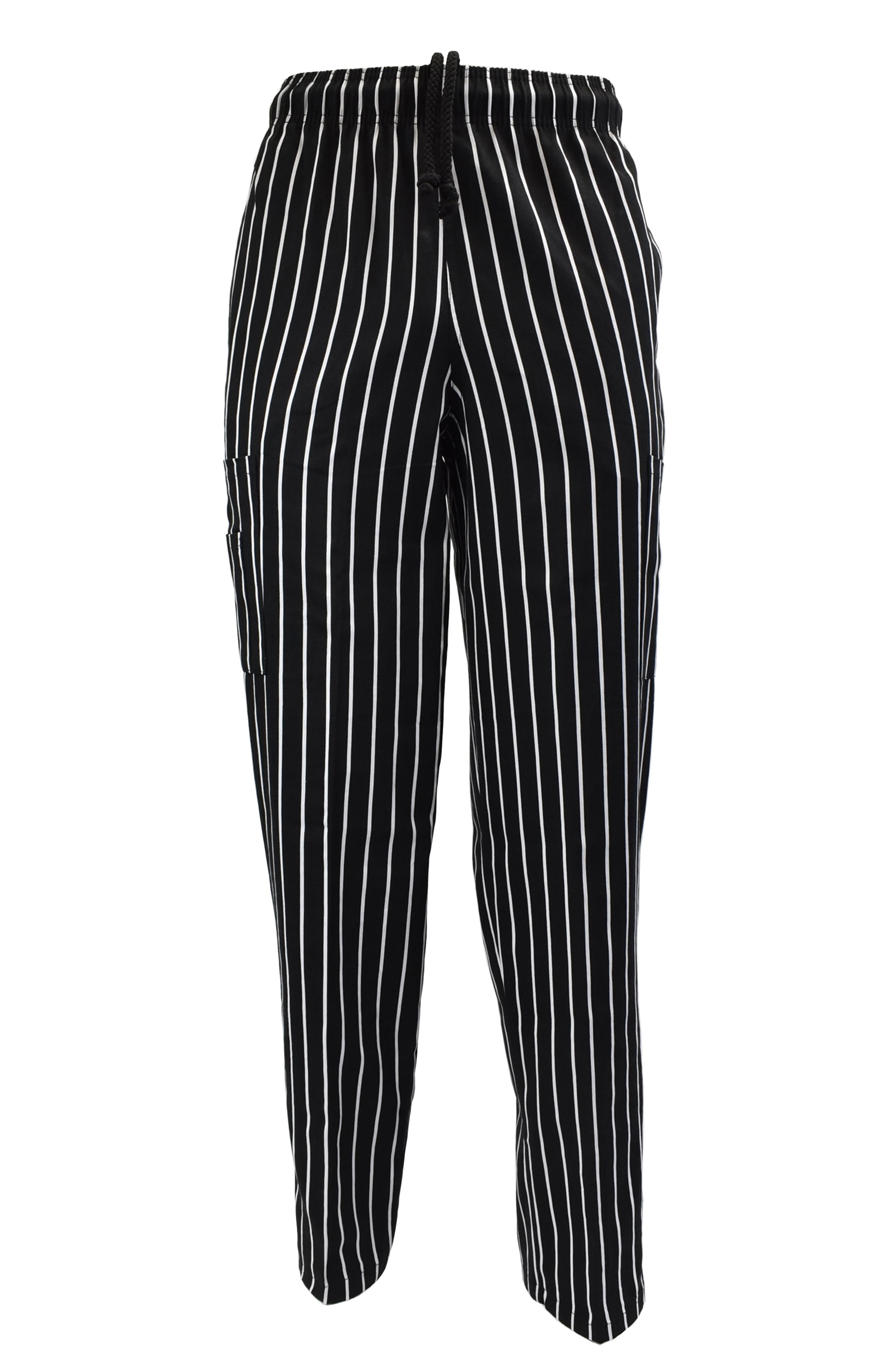 Men’s Black and White Checkerboard Print Chef Pants with Elastic Waist Drawstring Baggy Chef Uniforms 
