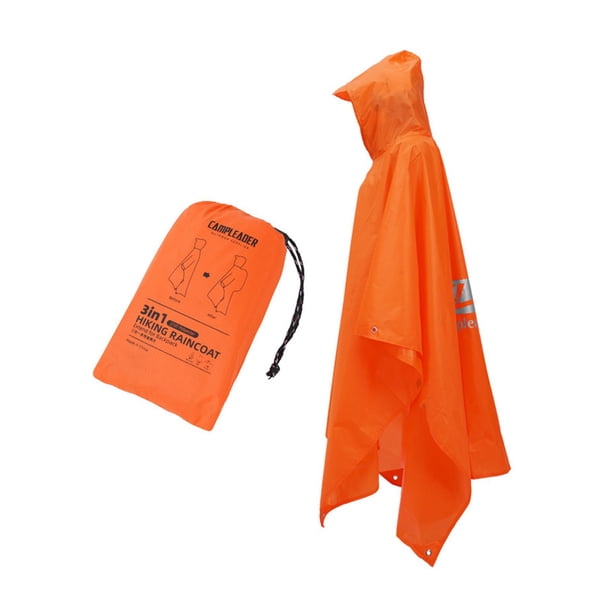 Poncho impermeable para hombre y mujer, resistente al agua, con capucha, para lluvia Naranja
