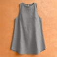 thumbnail image 5 of Women's Gingham Plaid Sleeveless Mini Dress Solid Crewneck Loose Tunic Dress Lightweight Sundress Lounge Vacation Short Dress Gray, 5 of 9