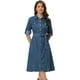 thumbnail image 1 of Vestido Camisero de Mezclilla para Mujer con Botones de Manga Larga Vestido Vaquera con Cinturón Vestido Clásico Jean Azul S, 1 of 6