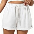 thumbnail image 3 of Asxite Plus Size Womens Pajamas Pants High Waist Drawstring Elastic Waist Solid Cuffed Summer Sleepwear, 3 of 3