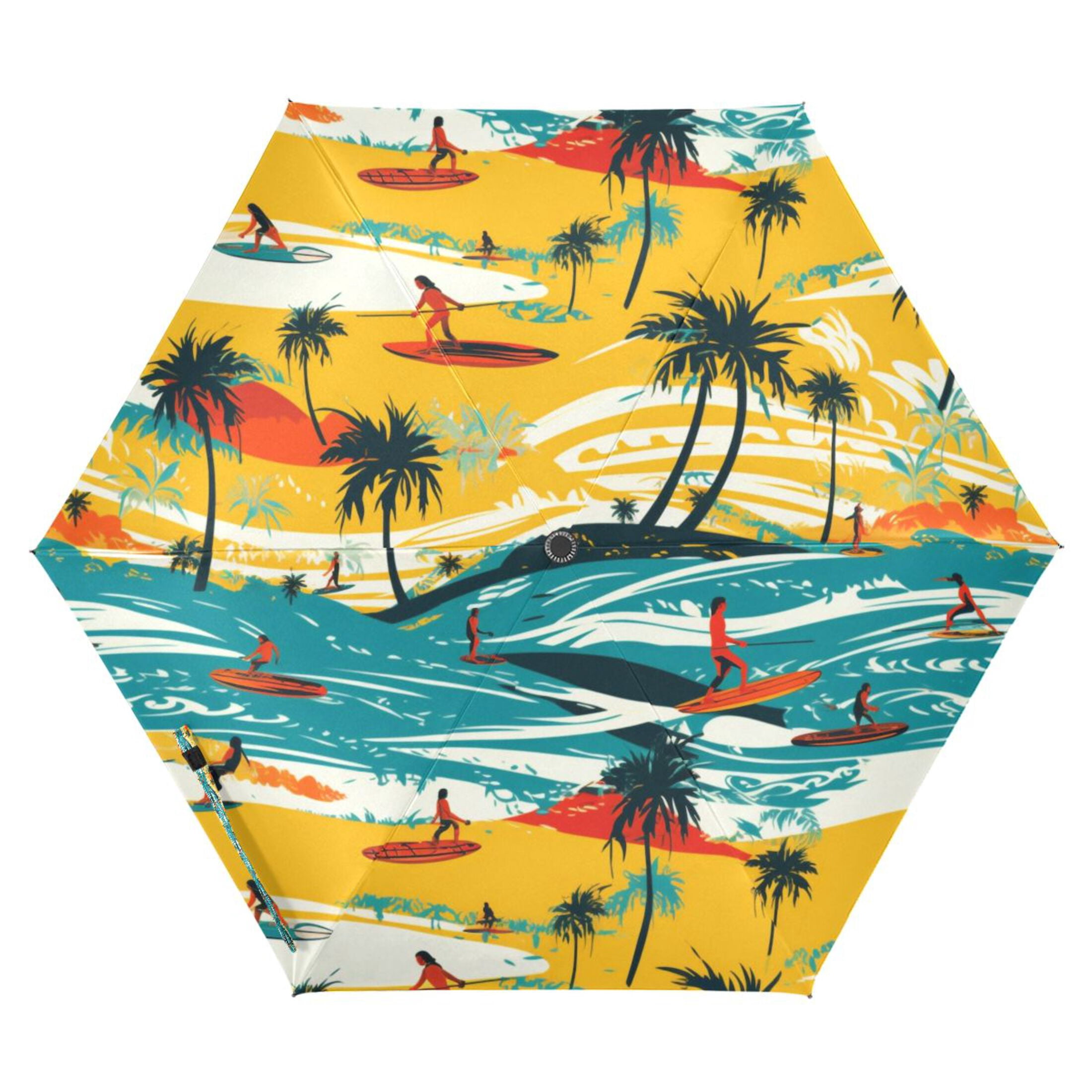 Summer Beach Palm Tree Compact Sun Umbrella Windproof Travel Umbrellas for Rain Strong Portable UV Protection