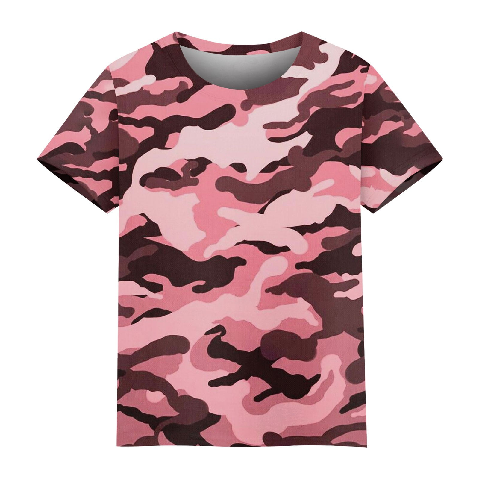 Huresd Camo Womens Casual Crew Neck Tshirt Smooth Fashion Short