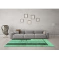 thumbnail image 3 of Ahgly Company Machine Washable Indoor Square Abstract Turquoise Blue Modern Area Rugs, 6' Square, 3 of 4