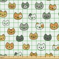 thumbnail image 2 of Ambesonne Kitten Fabric by the Yard Upholstery, Happy Cartoon Cats, 5 Yards, Ginger Mustard Grey, 2 of 5
