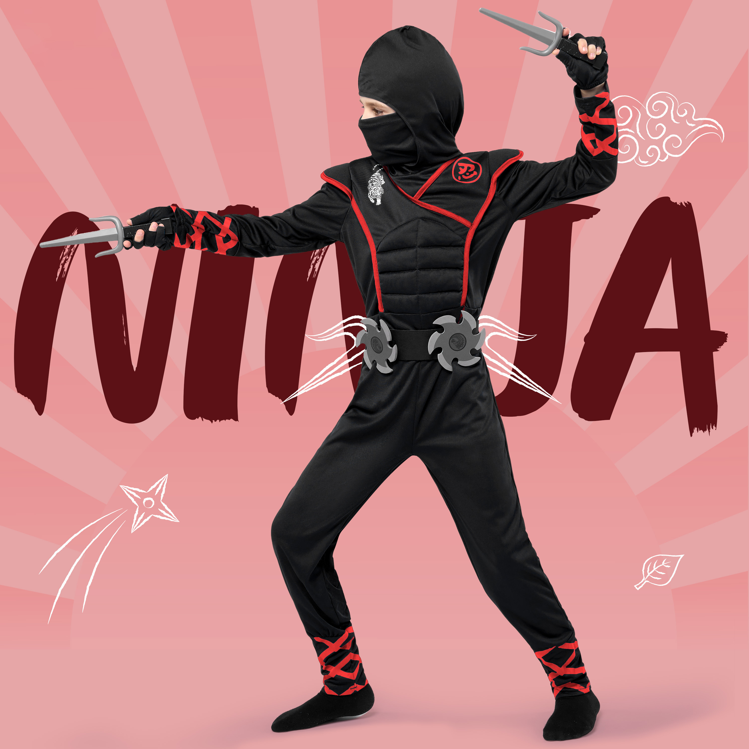 Joyfy Deluxe Ninja Costume for Kids Ages 3 and Up photo 2