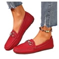 thumbnail image 4 of Mocassins Rouges pour Femmes, Décontractés, à Enfiler, avec Chaîne en Strass Métalliques, Bout Rond, Style Britannique, pour l'Intérieur et l'Extérieur, Taille 40, 4 of 5