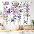 thumbnail image 3 of Purple Butterfly Window Curtains 26W X 36L Inches 2 Panels Rod Pocket Spring Floral Lavender Curtains Lilac Summer Leaves Plant Girly Window Drapes Treatment Living Room Bedroom Home Decor, 3 of 6
