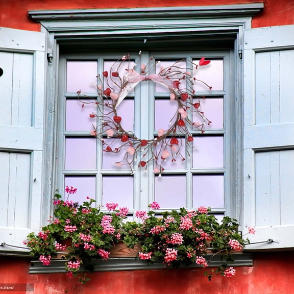 Valentine's Day Wreath 13 Inch Valentines Day Wreaths for Front Door Handmade Red Heart Shaped Berry Wreath with Pink Love Heart Berries for Valentine Party Anniversary Candlelight Dinner