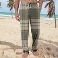 thumbnail image 2 of JGNGSHN Men's Straight Leg Pajama Pants Drawstring Elastic Waist Plaid Sleep Pants Casual Loose Fit Pjs Bottoms with Pocket Button Fly, 2 of 7