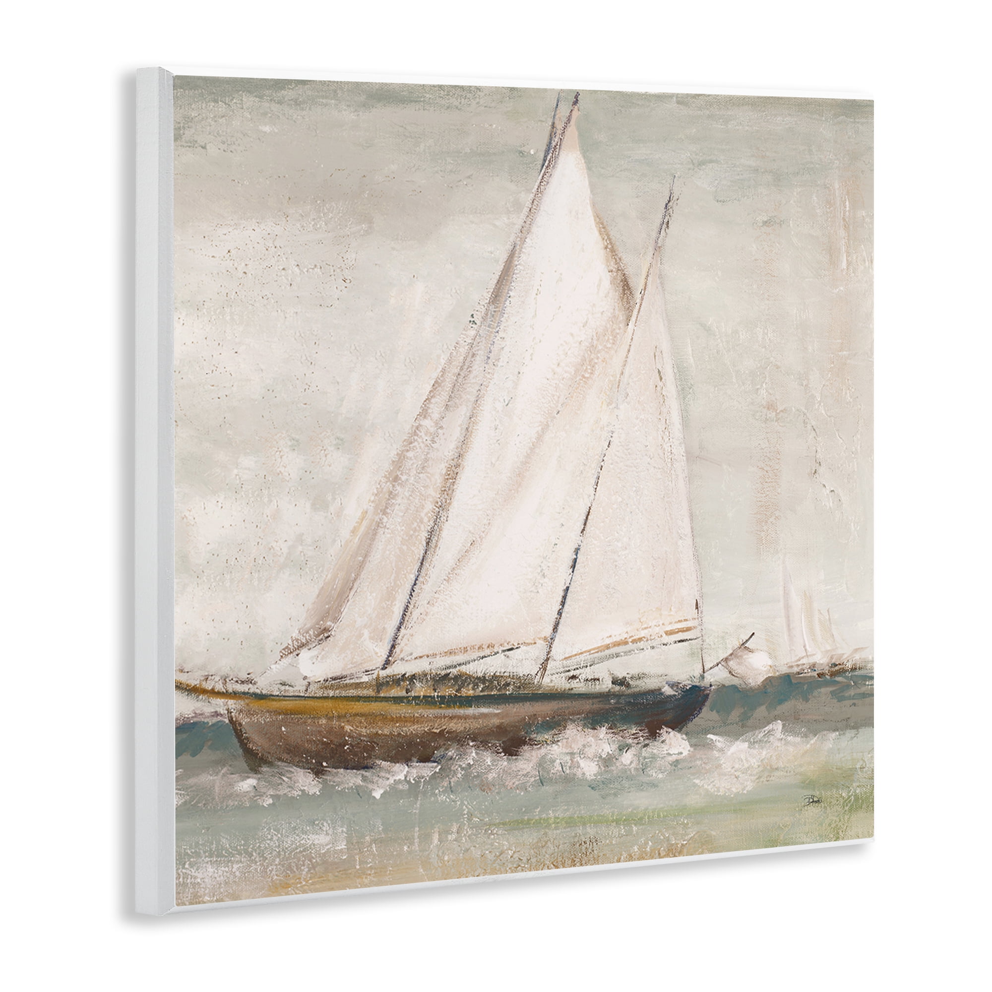 Stupell Industries Traditional Sailboat Splash Transportation Painting Unframed Art Print Wall Art, 12 x 12