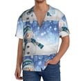 thumbnail image 3 of KLL Christmas Snowman In The Snow Print Men's Shirt Short Sleeve Button Down Summer Cuba Beach Shirts- 4X-Large, 3 of 7