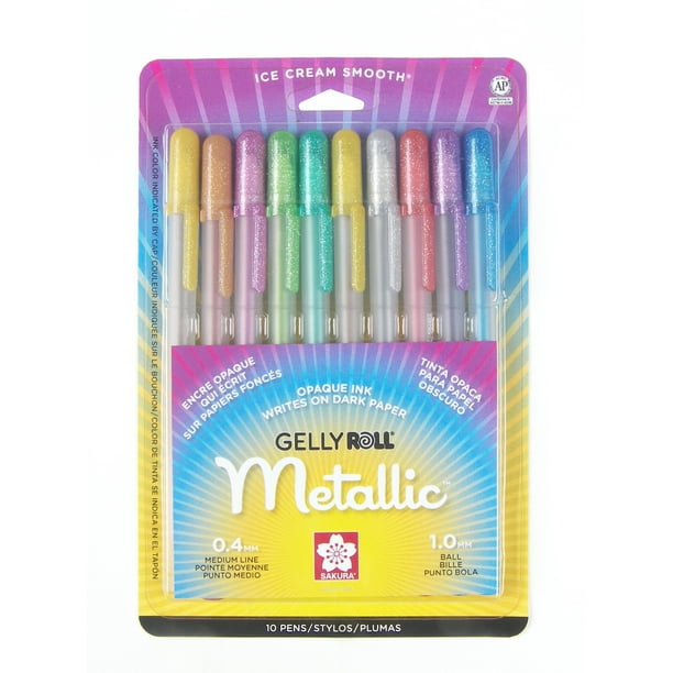 Sakura Gelly Roll Gel Pens, Creamy Opaque Metallic Ink, 10 Per Pack