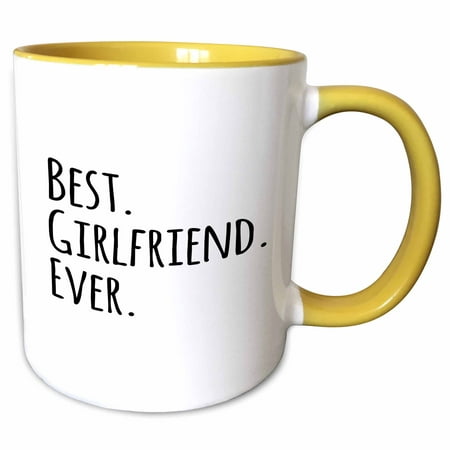 3dRose Best Girlfriend Ever - fun romantic love and dating gifts for her for anniversary or Valentines day - Two Tone Yellow Mug,