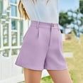 thumbnail image 5 of LIIPEE Girls Boys Dress Shorts Solid Color Stretch High Waist Wide Leg Uniform Shorts With Pockets Boys Comfort Fishing Shorts,Purple,13-14 Years, 5 of 6