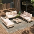 thumbnail image 3 of LAUSAINT HOME 8 Pieces Patio Furniture Set, Outdoor Metal Frame Patio Conversation Sets with Beige Cushions, 3 of 11