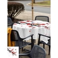 thumbnail image 6 of Square Outdoor Tablecloth with Umbrella Hole Red Spring Floral Outside Table Cloth Waterproof Patio Table Cover Birds Branches Watercolor Flowers Zipper Tablecloths for Picnic Camping 60x60 Inch, 6 of 8